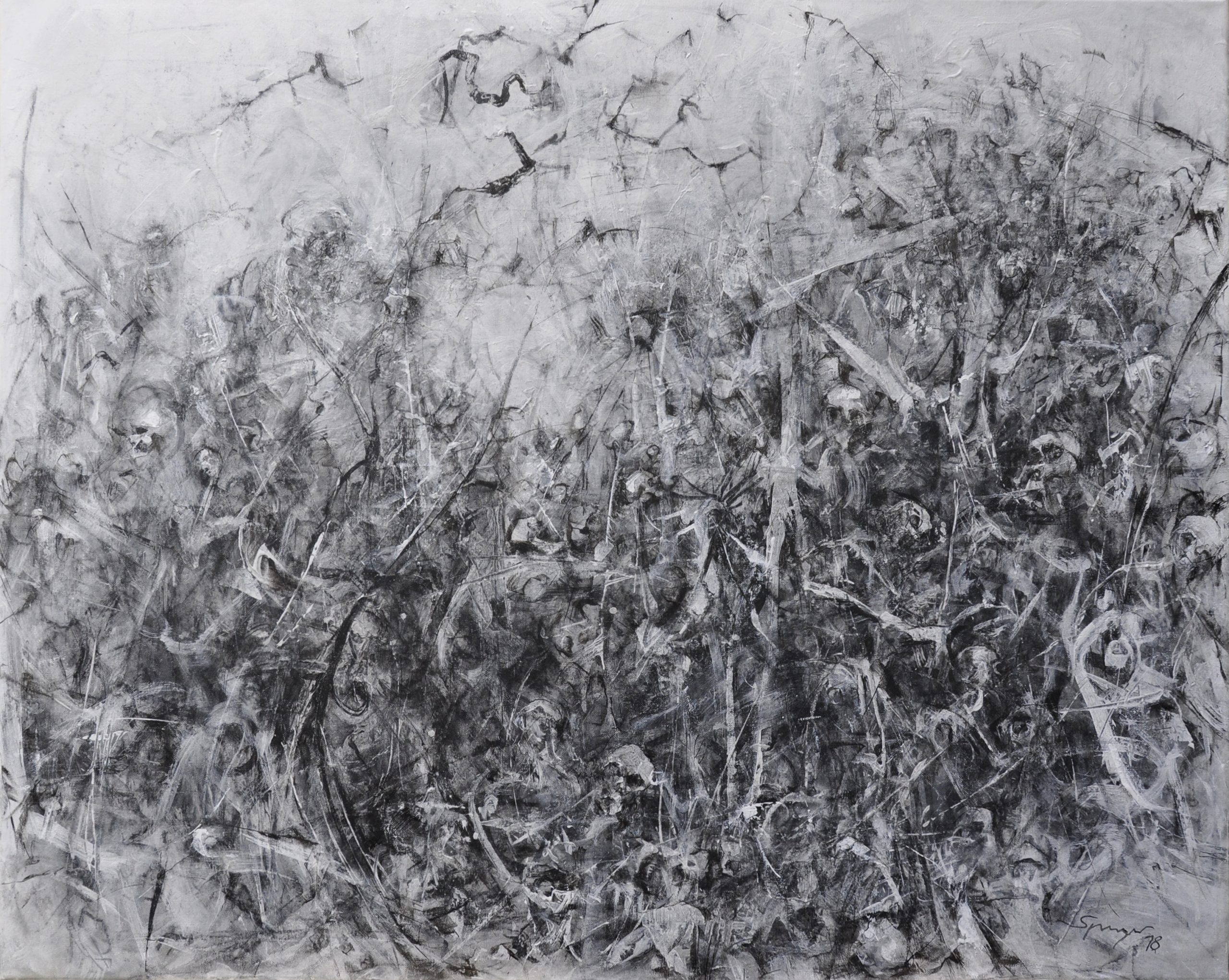 "EXODUS" ist eine Zeichnung auf Leinwand des Künstlers Reinhard Springer.