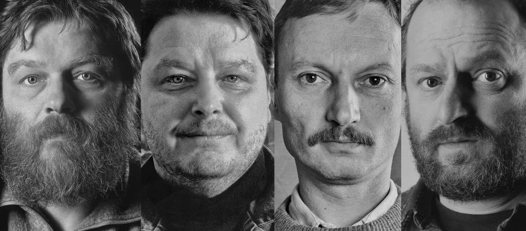 Porträts (v.l.n.r.) der Künstler, Maler und Grafiker Bernd Hahn (1954-2011), Andreas Küchler (1953-2001), Anton-Paul Kammerer (1954-2021), Jürgen Wenzel (1950-2023) | Foto: © Michael Lange
