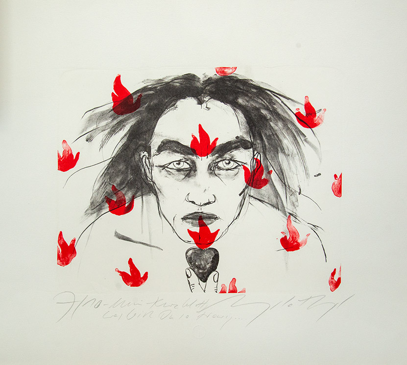 ANGELA HAMPEL "Mein Herzblatt, was bist du so traurig?" Lithografie "Mein Herzblatt, was bist Du so traurig?" der Malerin ANGELA HAMPEL