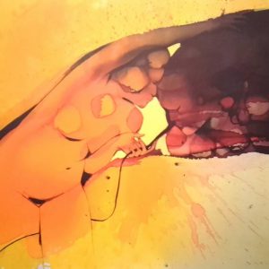 Die Dresdener Malerin Gudrun Trendafilov nutzte eine Mischtechnik, um ihre Arbeit "Windbraut" festzuhalten.