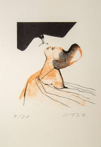 GUDRUN TRENDAFILOV "Schwarzer Vogel mit Kirsche"