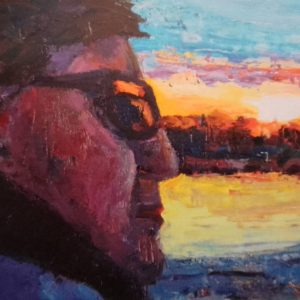 "Mitsommerabend in Kramnitze" nannte der Maler Mads Svendsen-Merbeth sein stimmunggsvolles Selbstportrait vor einem abendlichen Sonnenuntergangshimmel