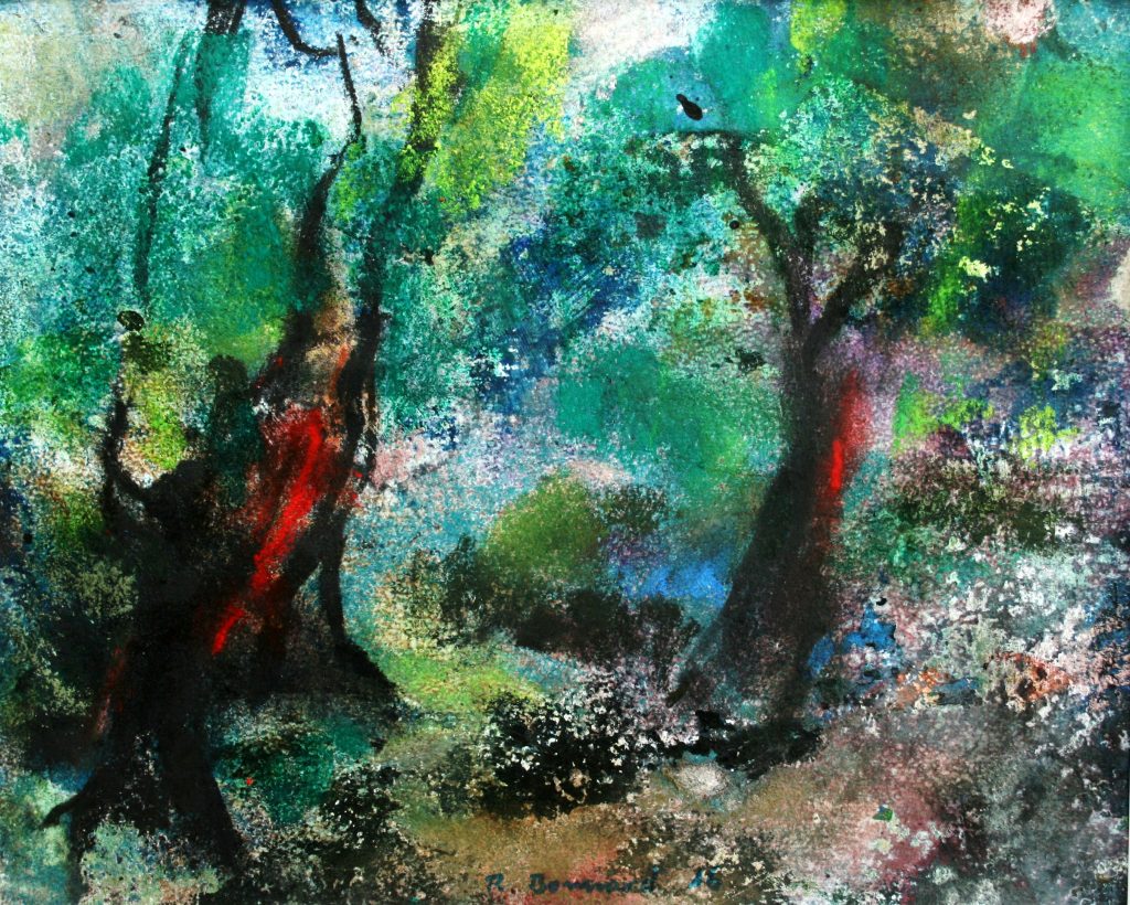 Der Maler Roger Bonnard erschuf 2016 mit Hilfe von Mischtechnik auf Papier sein Werk "An der Ilm"