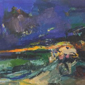 Mit Acryl hielt der Maler Torsten Ueschner seine Arbeit "#38" aus dem Katalog "Das Meer" auf Leinwand fest..